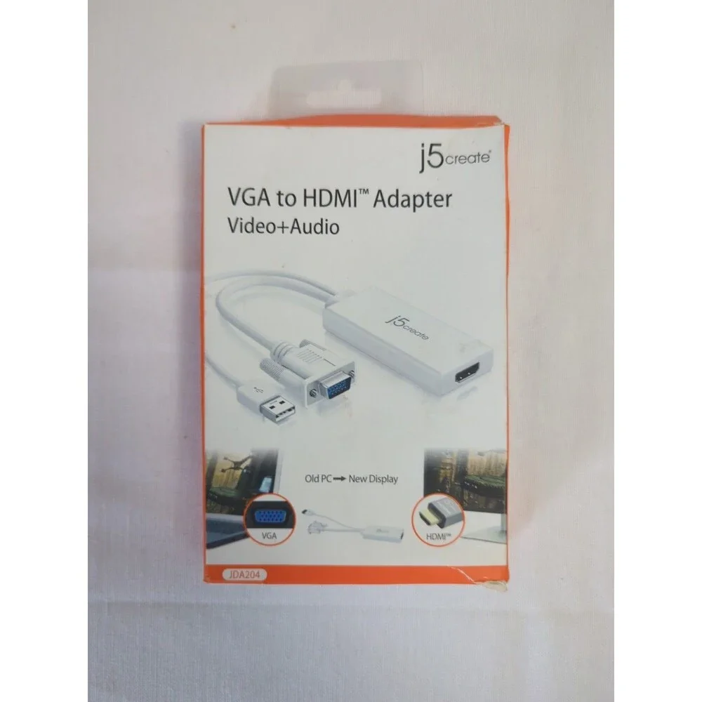 VGA To HDMI Video Audio Adapter White JDA204 Brand New